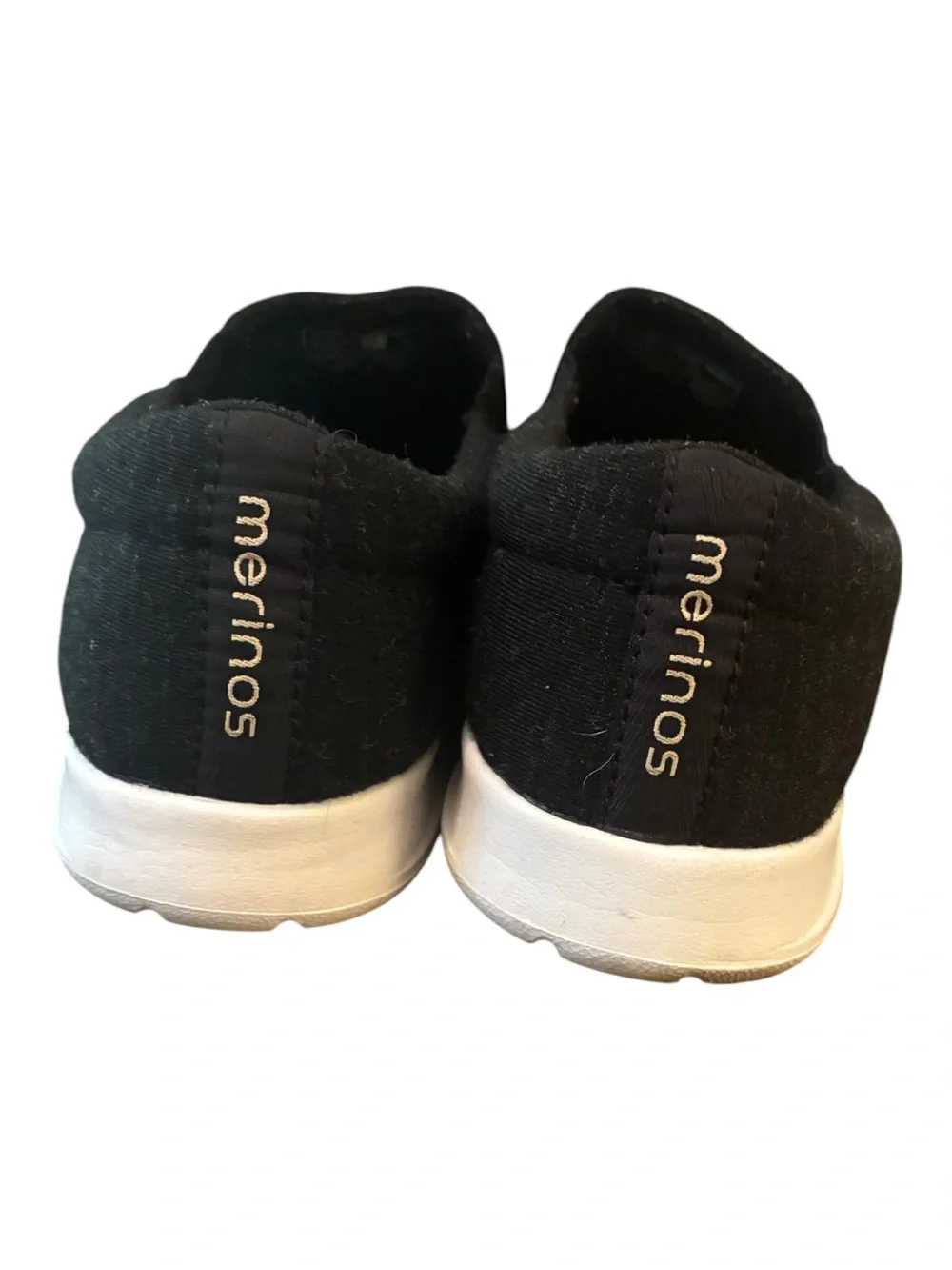 Merinos Wool Slip On Sneakers Black White Size 9 Excellent Condition Walking